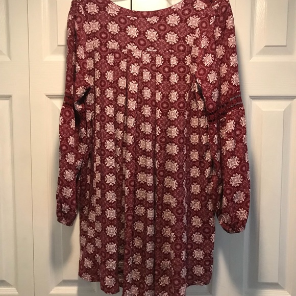 Sn créme boho crimson and white tunic dress - Picture 2 of 4